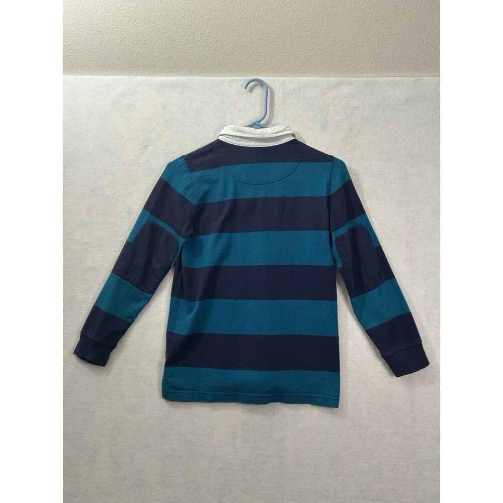 Hanna Andersson Boys 10 140cm Striped Rugby Shirt 100% Cotton FWH19 Blue Teal